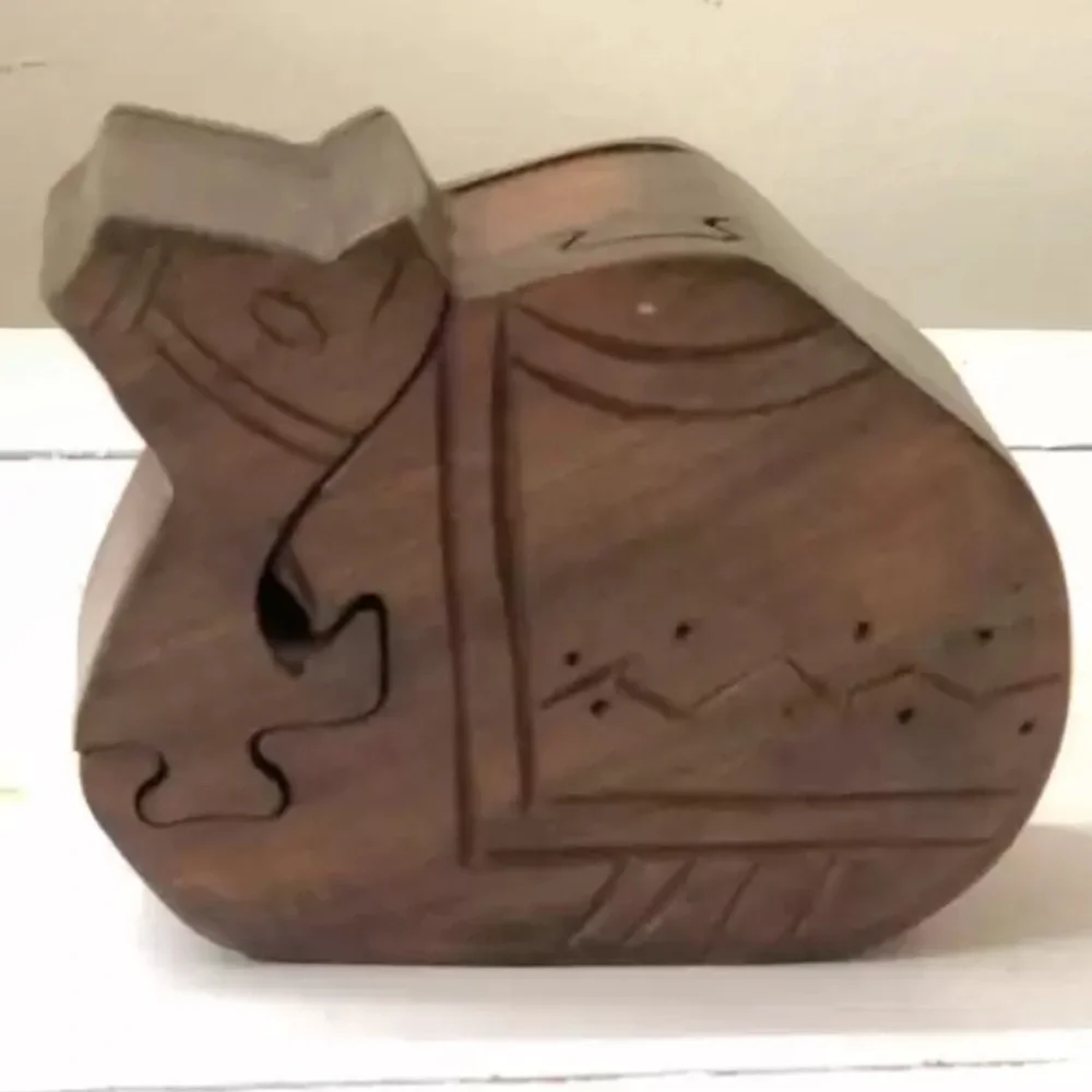 Master Piece Crafts Homemade Puzzle Box Wooden Camel Shaped Secret Stash Box